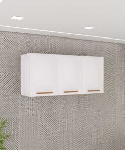 Armário de Cozinha Aéreo New Valência Triplo 1,20m - Branco/Cinamomo