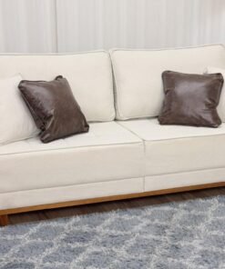 Sofa 3 Lugares Living Martins Molas Bonnel 2.00m - Bege Linho Acquablock