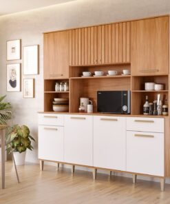 Kit de Cozinha Lívia 8 Portas 2 Gavetas 2.00m - Cinamomo/Off White