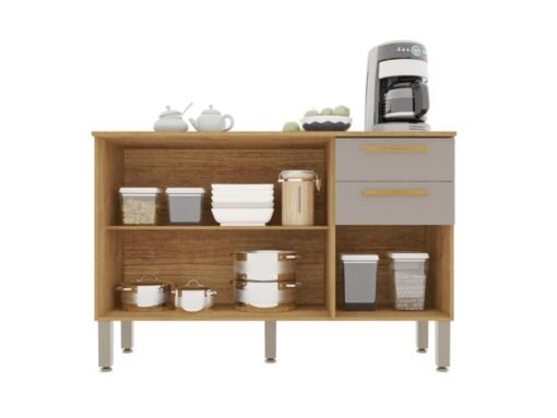 Balcão de Cozinha New Valência 1,20m - Cinamomo/Off White - Imagem 2