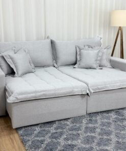 Sofá Cama Retrátil Reclinável Bolt 2.40m Mod.100 - Cinza Linho