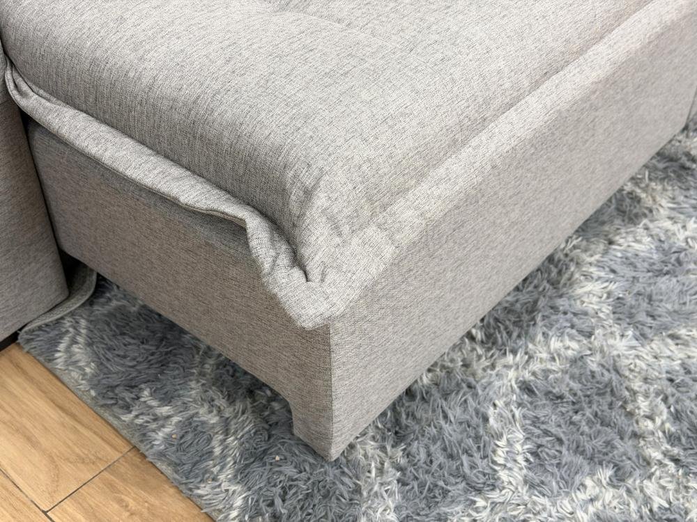 Sofá Cama Retrátil Reclinável Tebas 2.30m - Cinza Linho/Marrom Courino - Imagem 5