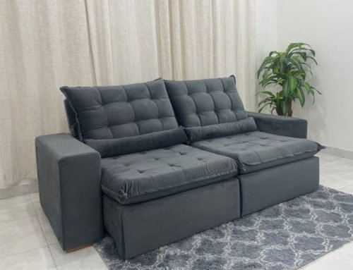 Sofá Retrátil Reclinável Small 2.30m - Cinza Veludão