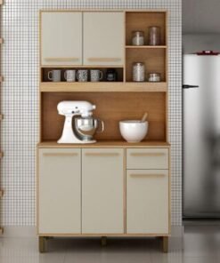 Armário Kit de Cozinha Ametista 5 portas - Cinamomo/Off White