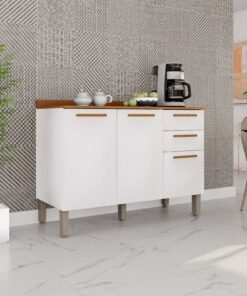 Balcão de Cozinha New Valência 1,20m - Branco/Cinamomo