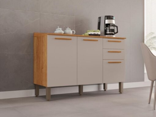 Balcão de Cozinha New Valência 1,20m - Cinamomo/Off White