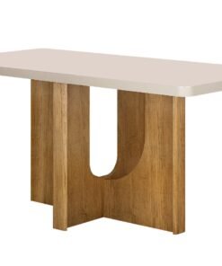 Mesa de Jantar Dora 1.60x0.80m c/Vidro – Cinamomo/Off White