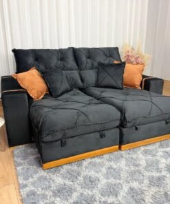 Sofá Retrátil Reclinável Pleno 2.30m - Preto Veludo