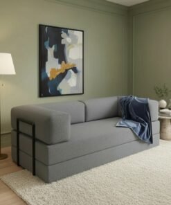 Sofá Cama Itália na Caixa c/ Espuma D33 Expansiva - Cinza Boucle