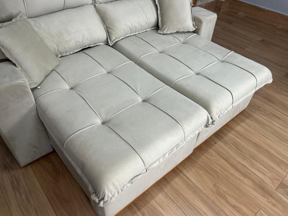 Sofá Retrátil Reclinável Oásis 1.80m - Bege Veludão - Imagem 2