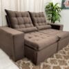 Sofá Retrátil Reclinável Small 2.00m - Marrom Veludão