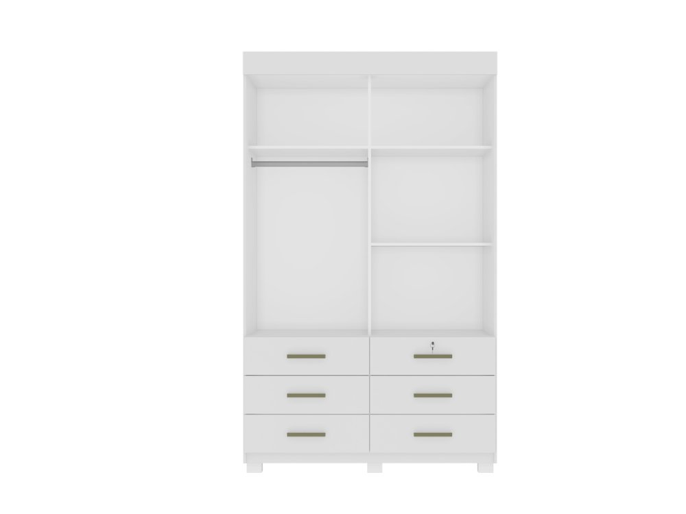 Guarda-Roupa Buzios 2 portas de correr Sem espelho 6 gavetas - Branco - Imagem 2