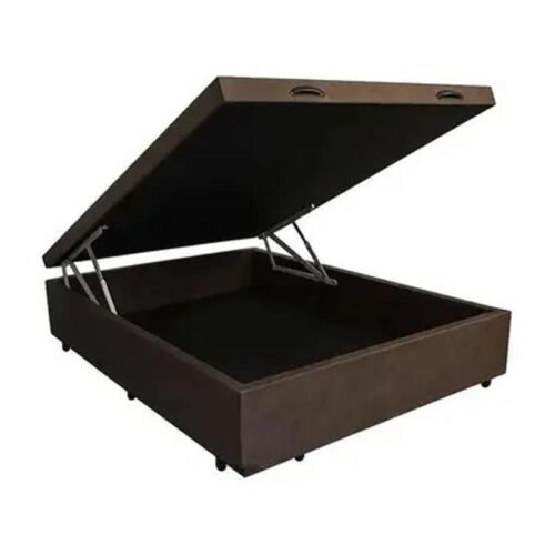 Base Baú Classic Casal – Suede Marrom