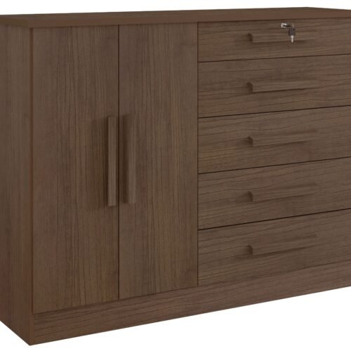 Cômoda sapateira New Athos 5 gavetas 2 portas - Castanho