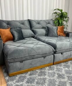 Sofá Retrátil Reclinável Pleno 2.30m - Cinza Veludo