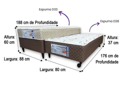 Alternative view of Cama box Light Sealed Solteiro com Auxiliar - 88x188x48