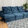 Sofá Retrátil Reclinável Porto Madero 2.70m- Azul Veludo