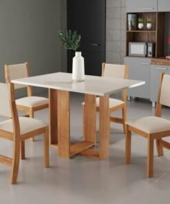 Mesa de Jantar Magic 1.20x0.80 Com 4 Cadeiras Sol Linho  - Mel/Blonde