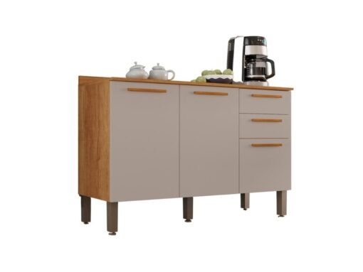 Balcão de Cozinha New Valência 1,20m - Cinamomo/Off White - Imagem 3
