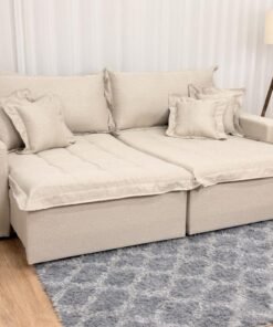Sofá Cama Retrátil Reclinável Bolt 2.20m Mod.90 - Bege Linho