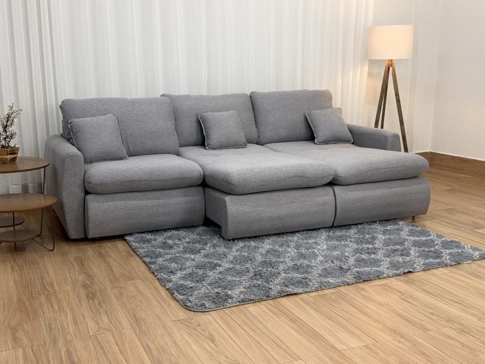 Sofá Cama Retrátil Reclinável Amaranto 2.70m 3 Módulos 80 - Cinza Linho - Imagem 3