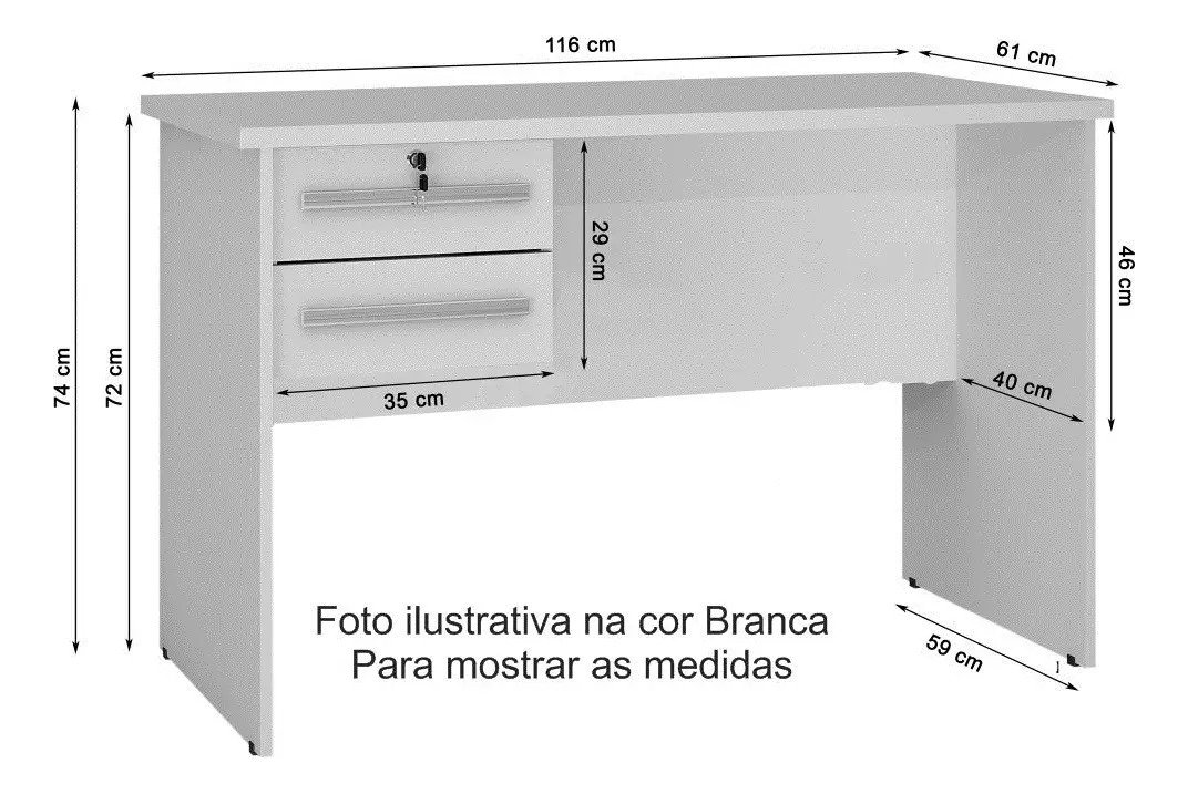 Escrivaninha Byte 2 Gavetas 1.16m - Cinamomo/Off White - Imagem 2