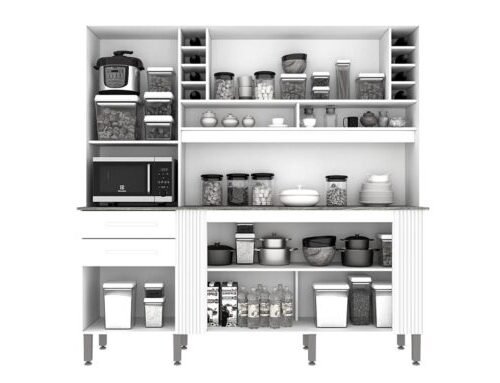 Alternative view of Armário Kit de Cozinha Catar 6 Portas 2 Gavetas - Cinamomo/Off White