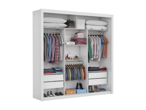Guarda-Roupa Veneza Plus c/ espelho 3 portas e 4 gavetas - Branco - Imagem 2