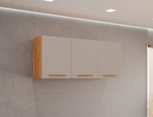 Armário de Cozinha Aéreo New Valência Triplo 1,20m - Cinamomo/Off White