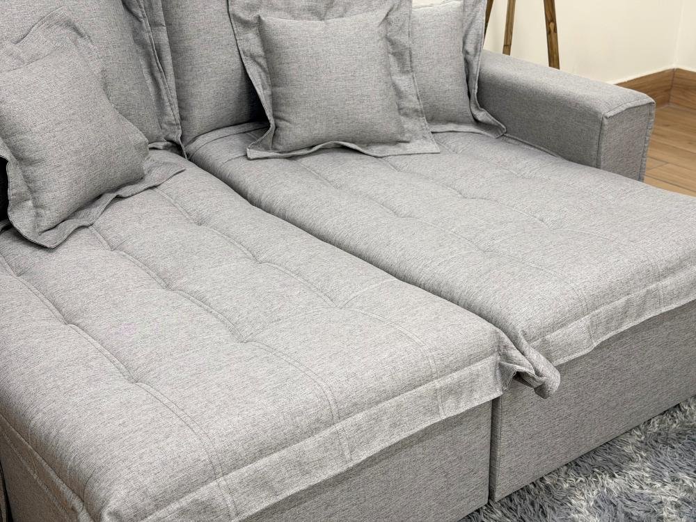 Sofá Cama Retrátil Reclinável Bolt 2.00m Mod.80 - Cinza Linho - Imagem 5