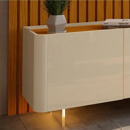 Alternative view of Rack Nobre c/Pés de Vidro 75" - Off White/Naturale