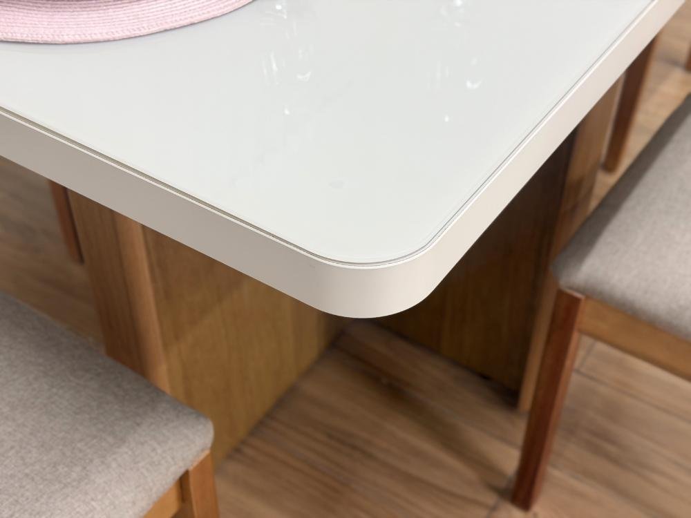 Mesa de Jantar Dora 1.20x0.80m c/ 4 Cadeiras Ana – Cinamomo/Off White/Bege Linho - Imagem 5