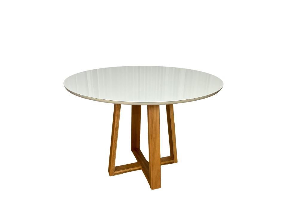 Mesa de Jantar Bali Circular 1.10x1.10 c/4 Cadeiras Isa - Cinamomo/Off White/Marrom Veludo - Imagem 5