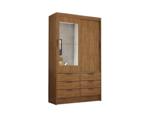 Guarda-Roupa Sevilha c/ espelho 2 portas e 6 gavetas - Cinamomo