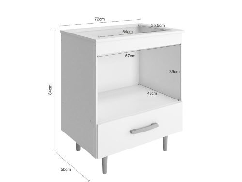 Alternative view of Balcão Alecrim Para Cooktop 4 Bocas 1 gaveta – branco