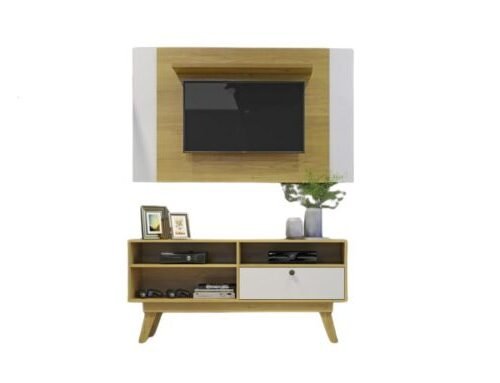 Alternative view of Rack Houston Com Painel América 50" - Cinamomo/Off White