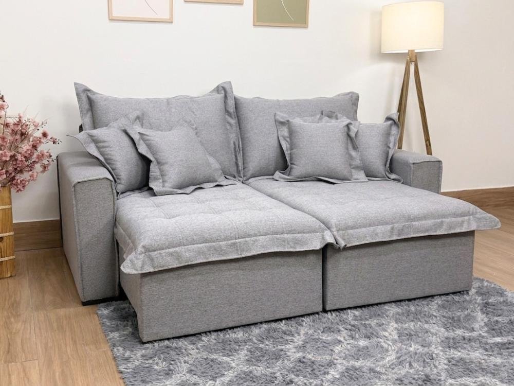 Sofá Cama Retrátil Reclinável Bolt 2.00m Mod.80 - Cinza Linho