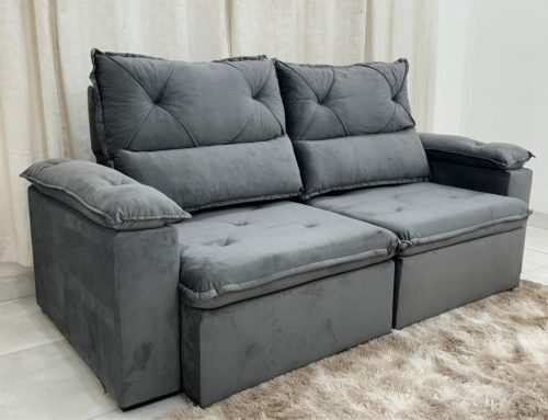 Sofá Retrátil e Reclinável REF 2030 2.00m - Cinza Veludão
