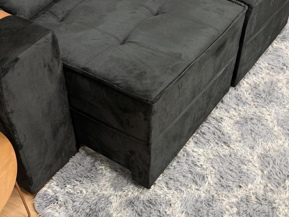 Sofá Retrátil Reclinável Junior 3 Módulos 2.45m - Preto Veludo - Imagem 2