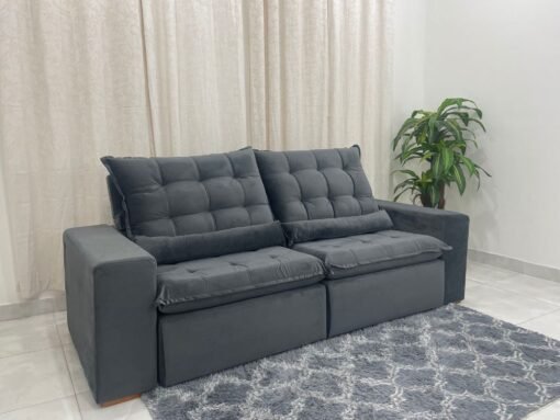 Sofá Retrátil Reclinável Small 2.00m - Cinza Veludão - Imagem 4
