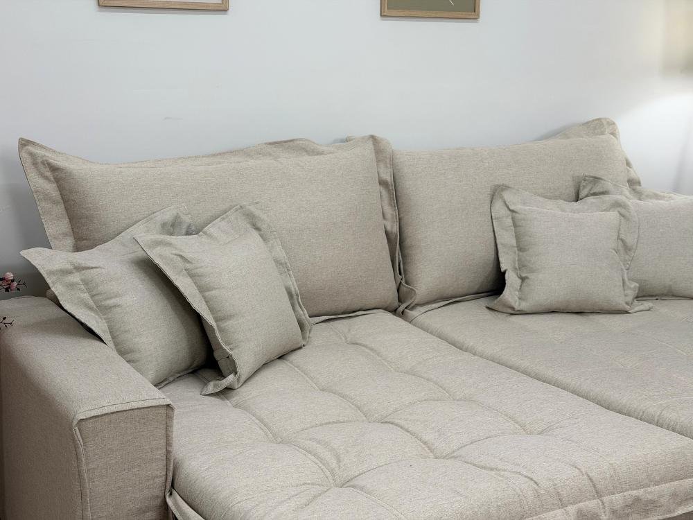 Sofá Cama Retrátil Reclinável Bolt 2.00m Mod.80 - Bege Linho - Imagem 7