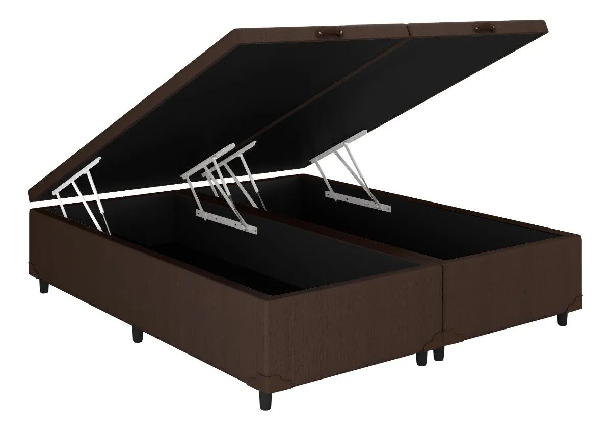 Base Box Baú Classic Queen - Marrom Corino