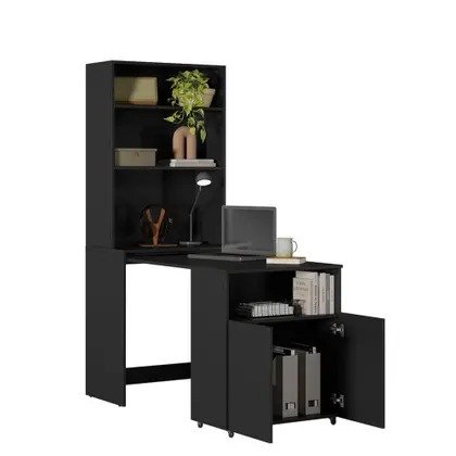 Armario Duo Multifuncional c/ Mesa Retrátil - Preto - Imagem 3