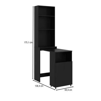 Armario Duo Multifuncional c/ Mesa Retrátil - Preto - Imagem 4