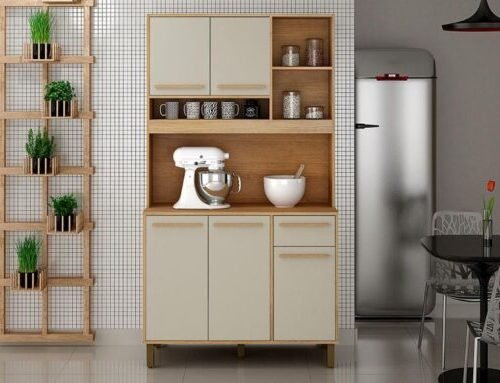 Armário Kit de Cozinha Ametista 5 portas - Cinamomo/Off White