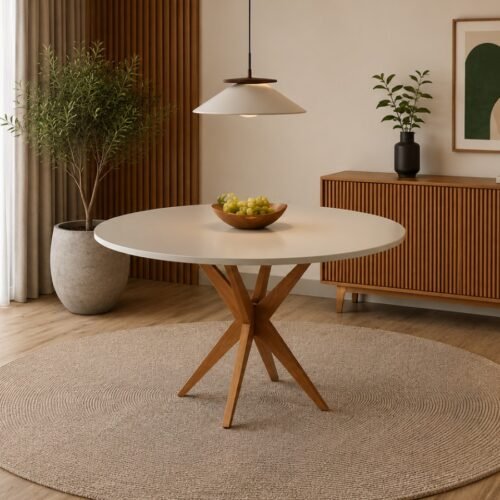 Mesa de Jantar Vegas Circular 1.10x1.10m - Cinamomo/Off white
