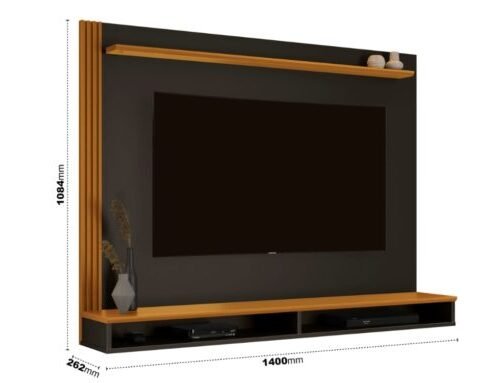 Alternative view of Painel Davos 55" - Preto/Cedro