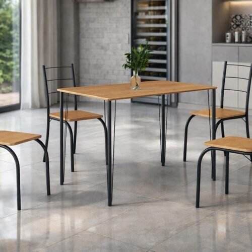 Mesa Tubular Espanha + Cadeiras Belize 0.88x0.55m - Cinamomo/Preto