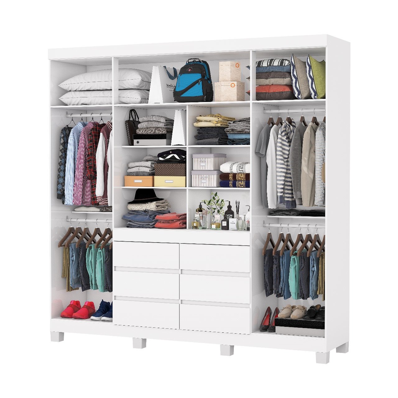 Guarda Roupa Império 4 Portas 6 Gavetas c/esp - Branco - Imagem 2