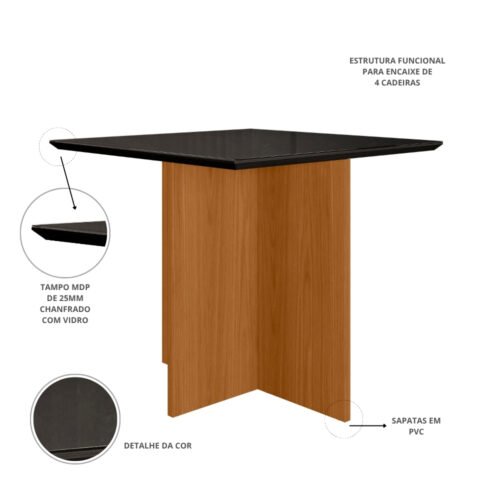 Alternative view of Mesa de Jantar Helo 0.90x0.90 - Freijó/Preto
